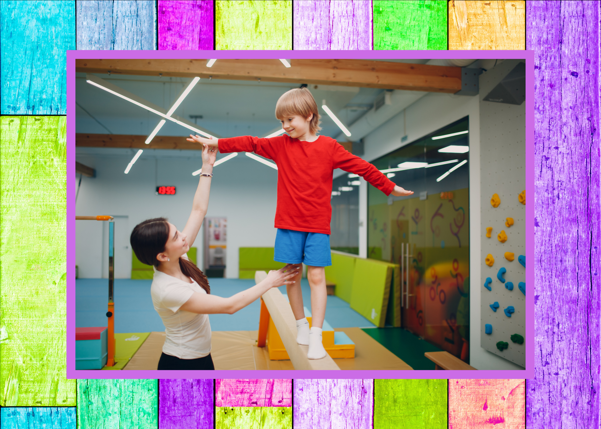 Boy on a balance beam